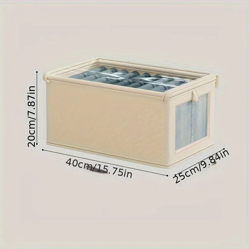 Grande boîte de rangement pliable en toile avec fenêtre transparente – Organisateur pour vêtements, gain de place, rangement de placard à domicile 9