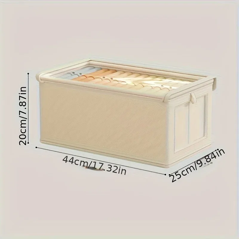 Grande boîte de rangement pliable en toile avec fenêtre transparente – Organisateur pour vêtements, gain de place, rangement de placard à domicile 7