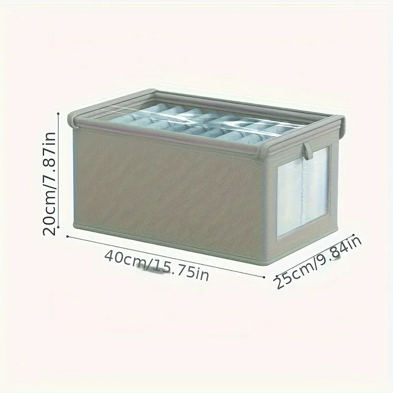 Grande boîte de rangement pliable en toile avec fenêtre transparente – Organisateur pour vêtements, gain de place, rangement de placard à domicile 8