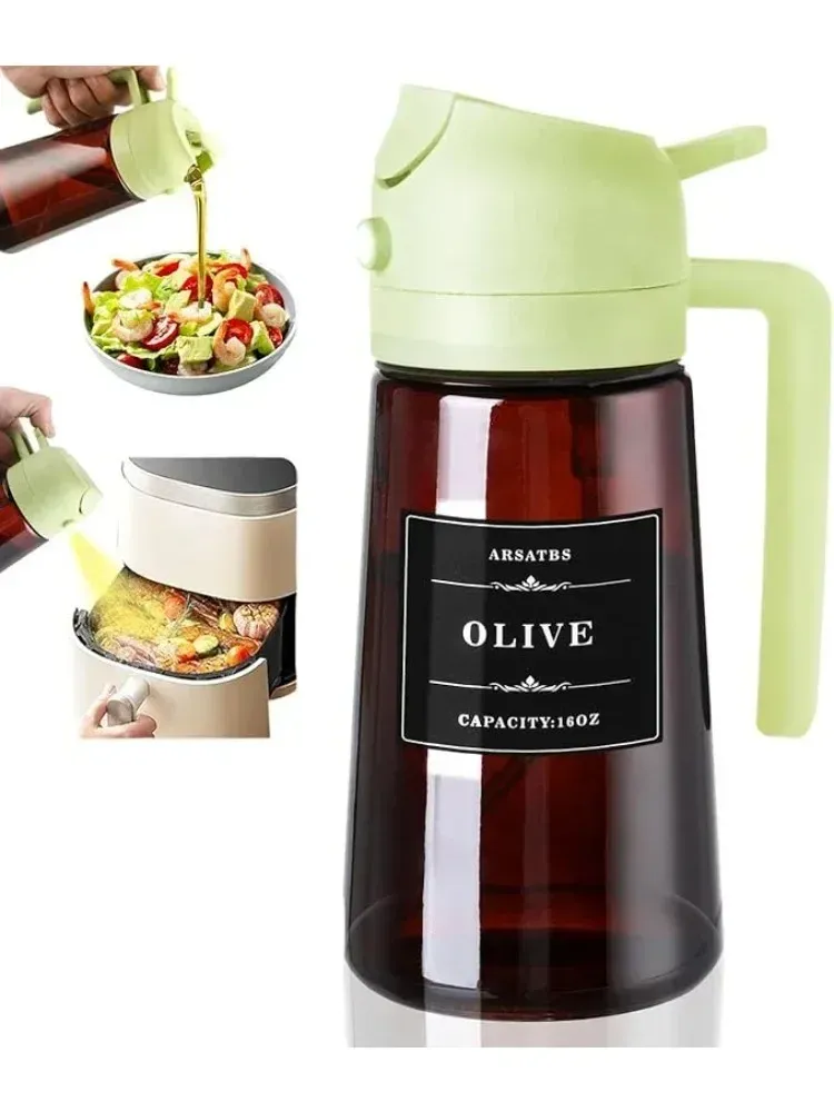 2026 Distributeur d'huile en verre 2-en-1 avec pulvérisateur, 16 oz, bouteille d'huile d'olive anti-fuite pour la cuisson, la friteuse à air et le barbecue, pulvérisation et versement 7