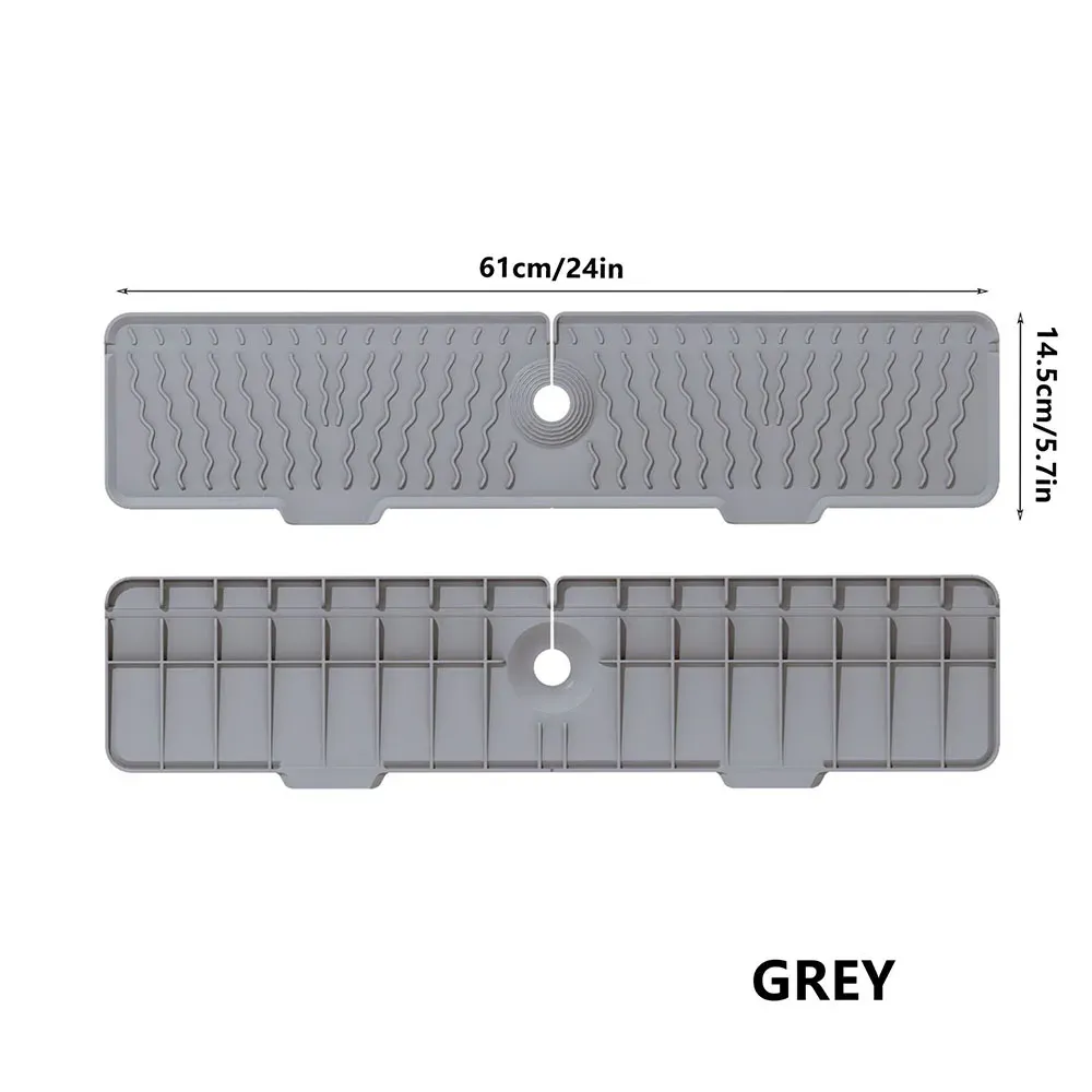 Tapis de récupération d'eau en silicone pour robinet, tapis de séchage antidérapant pour évier de cuisine, protection anti-éclaboussures et drainant 8