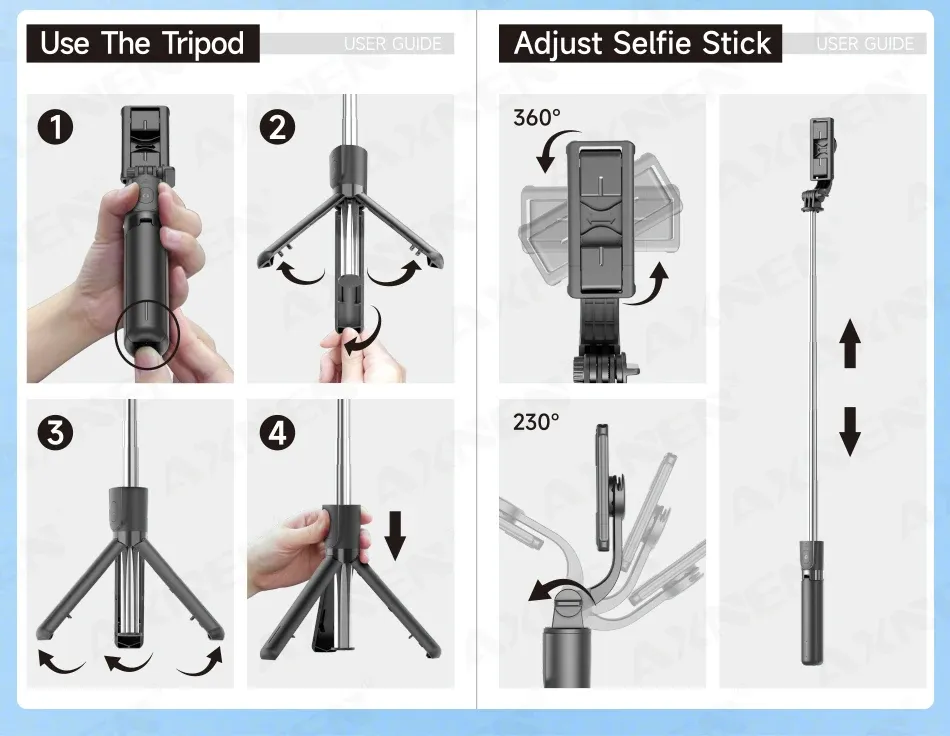 Trépied bâton à selfie F01, prise en main