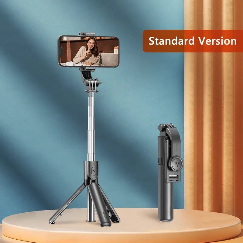 Trépied perche à selfie avec télécommande Bluetooth amovible, rotation à 360°, perche extensible, lumière de remplissage intégrée, compatible iPhone et Android 7