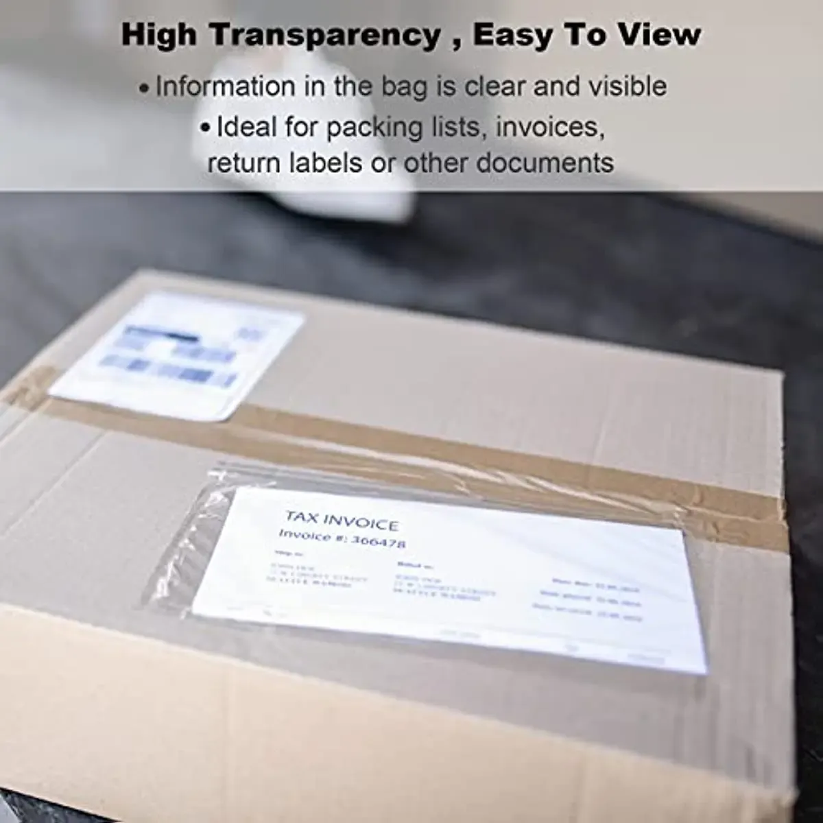 Lot de 30 pochettes adhésives transparentes antidérapantes pour bordereau d'emballage, à chargement par le haut, sachets OPP 4