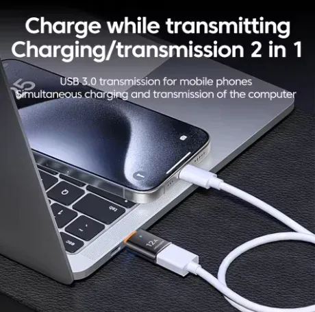 Adaptateur USB 3.0 vers USB-C OTG avec LED, USB-C mâle vers USB-A femelle, compatible iPhone 15, tablettes, ordinateurs portables et smartphones Android 4