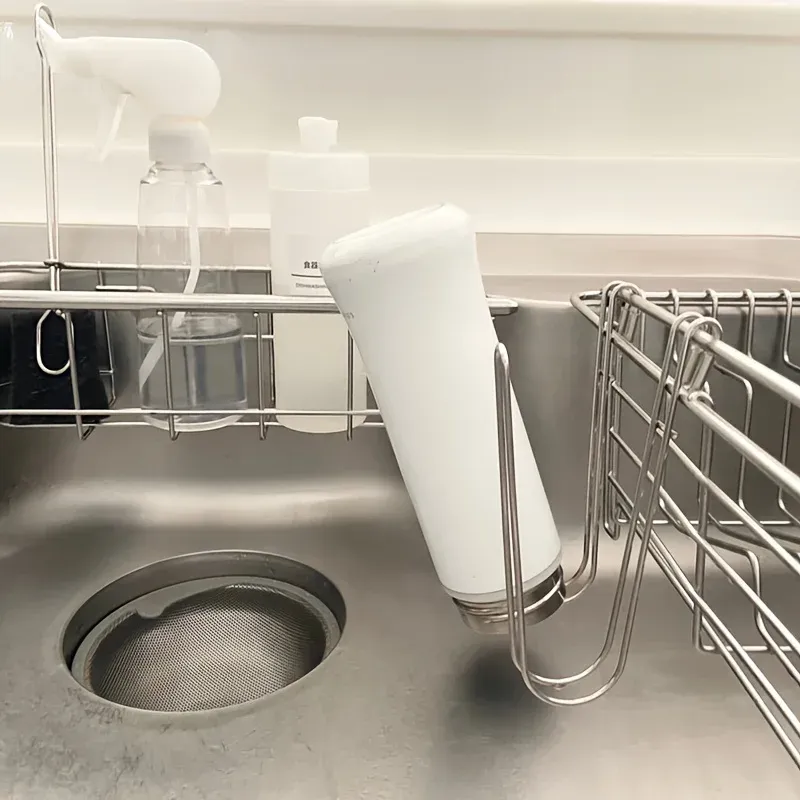 Étagère de rangement de cuisine avec porte-tasses suspendu pour le séchage des bouteilles d'eau et des tasses à café, avec crochets - Image 1