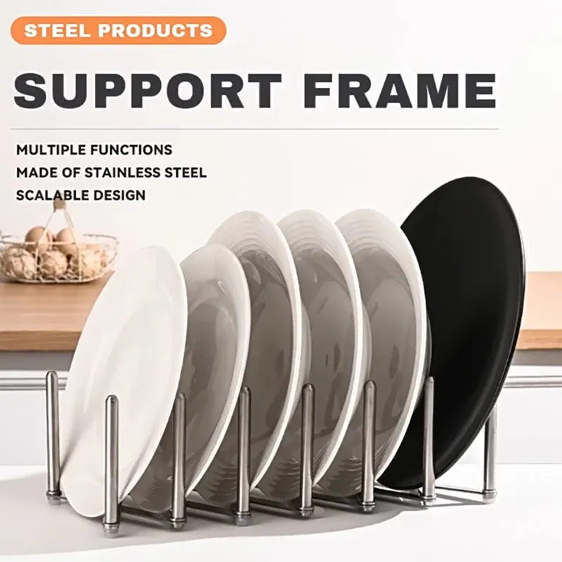 Support de rangement rétractable et pliable en acier inoxydable pour couvercles de casseroles et ustensiles de cuisine 6