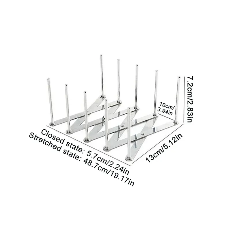 Support de rangement rétractable et pliable en acier inoxydable pour couvercles de casseroles et ustensiles de cuisine 8