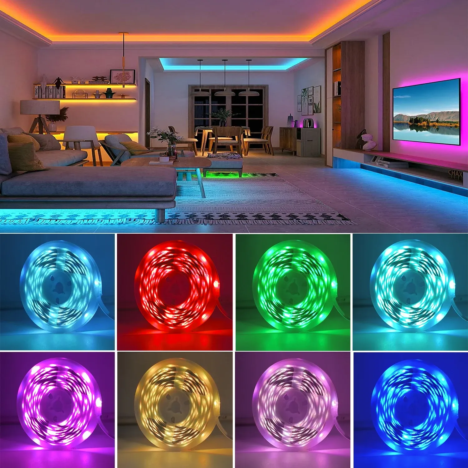 Bande lumineuse LED RVB flexible, 5 m à 30 m, pour chambre à coucher 2