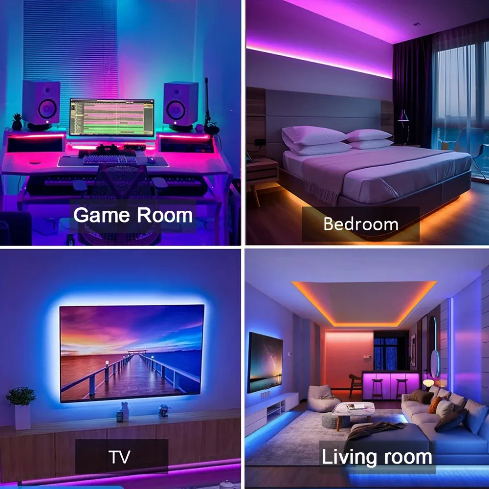 Ruban LED installé dans différents espaces de la maison