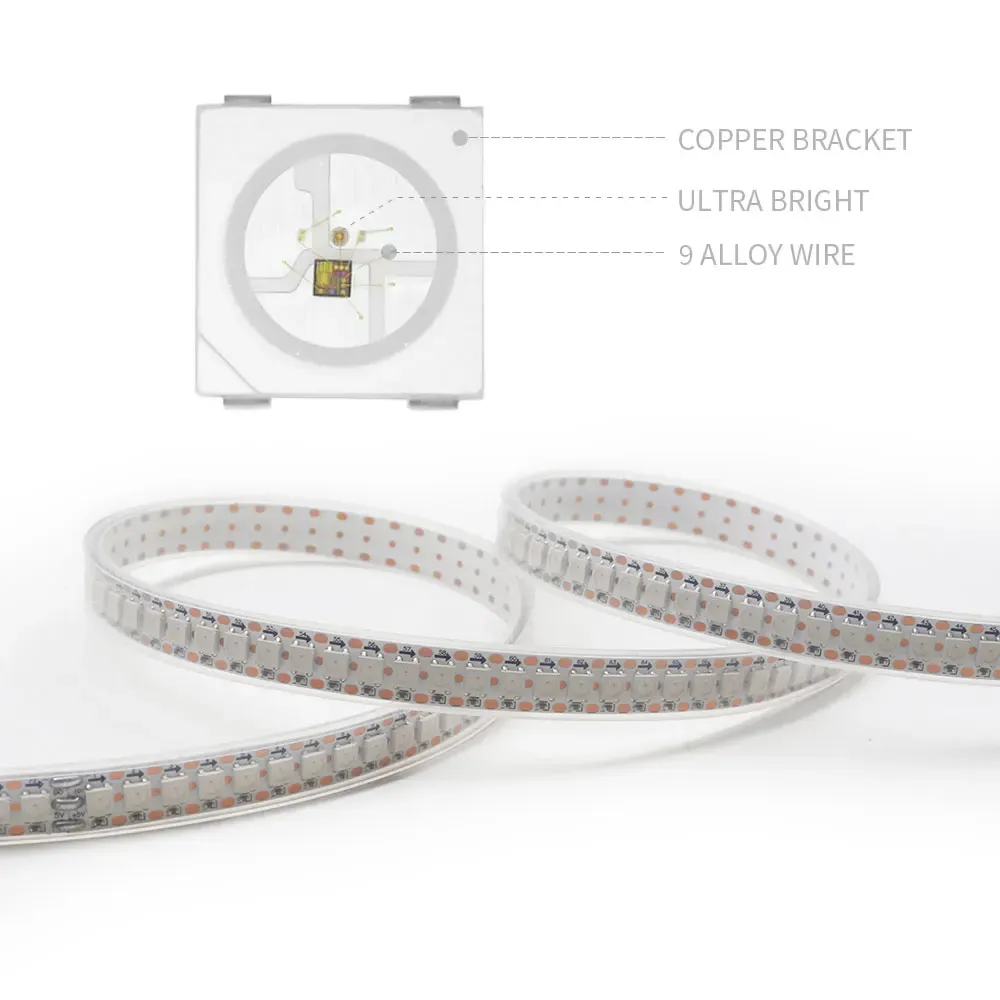 Bandes LED programmables 1 à 5 m, 144 LED/m, WS2812B, WS2813, WS2815, RVB 5050, rubans LED à défilement de couleurs, 5 à 12 V CC 2
