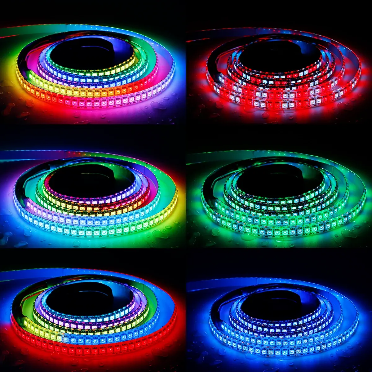 Bandes LED programmables 1 à 5 m, 144 LED/m, WS2812B, WS2813, WS2815, RVB 5050, rubans LED à défilement de couleurs, 5 à 12 V CC 6