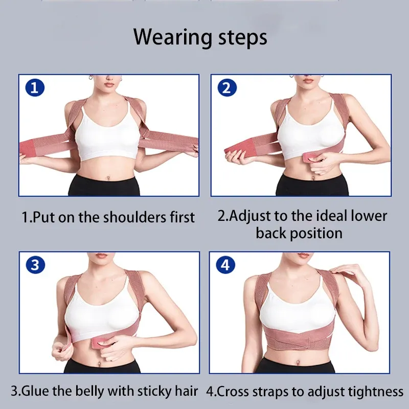Correcteur de posture invisible pour adultes avec sangles, pour le maintien de la taille, de la poitrine et du cou 5