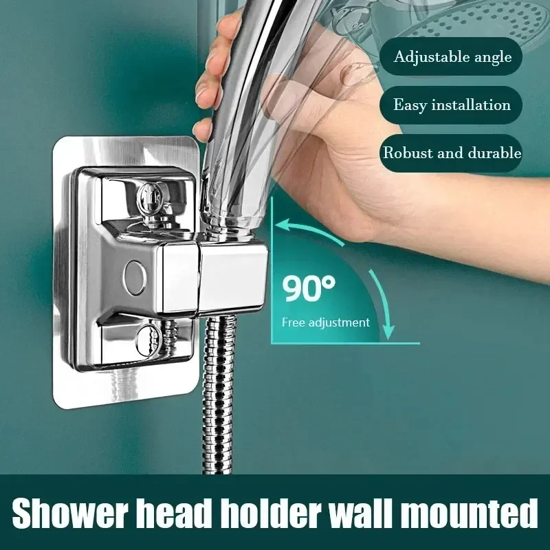 Support mural réglable universel pour pomme de douche, autoadhésif 3