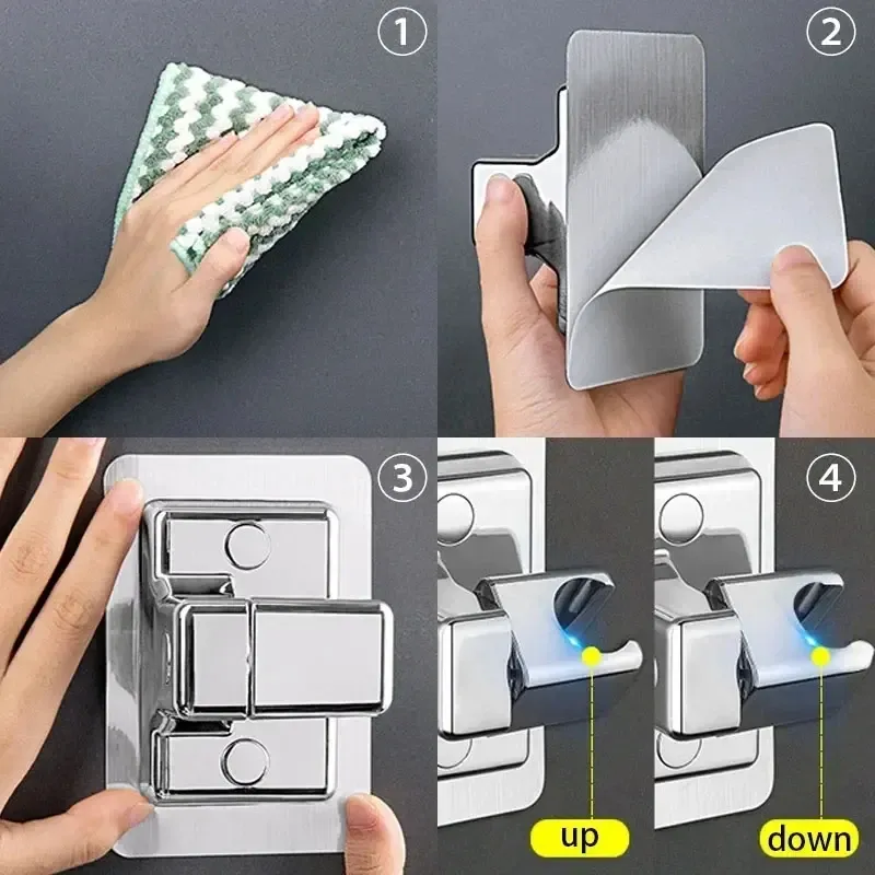 Support mural réglable universel pour pomme de douche, autoadhésif 5