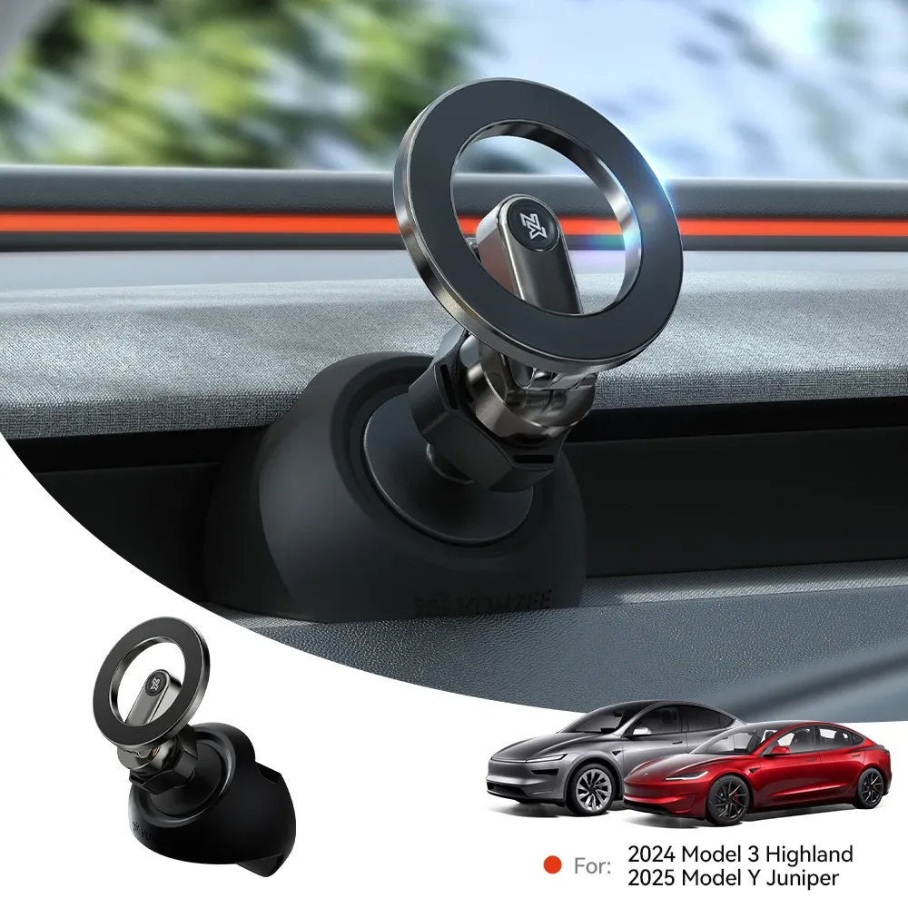 Support magnétique de téléphone YZ pour Tesla Model 3 et Model Y (Highland, Juniper), fixation sur grille d'aération, rotation à 360°