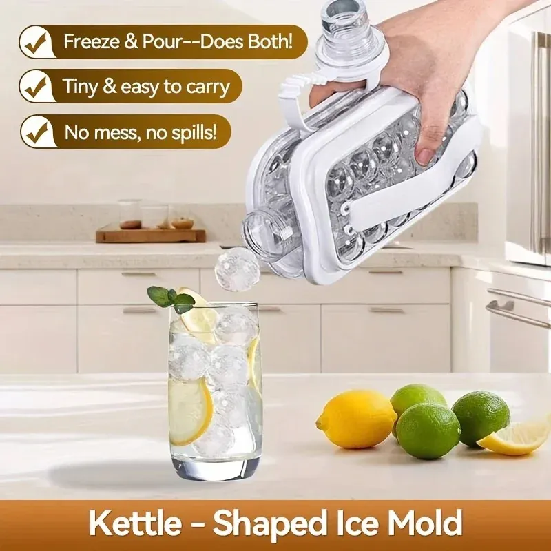 Moule à glaçons portable en silicone transparent 2 en 1, pliable, avec pichet et plateau à glace