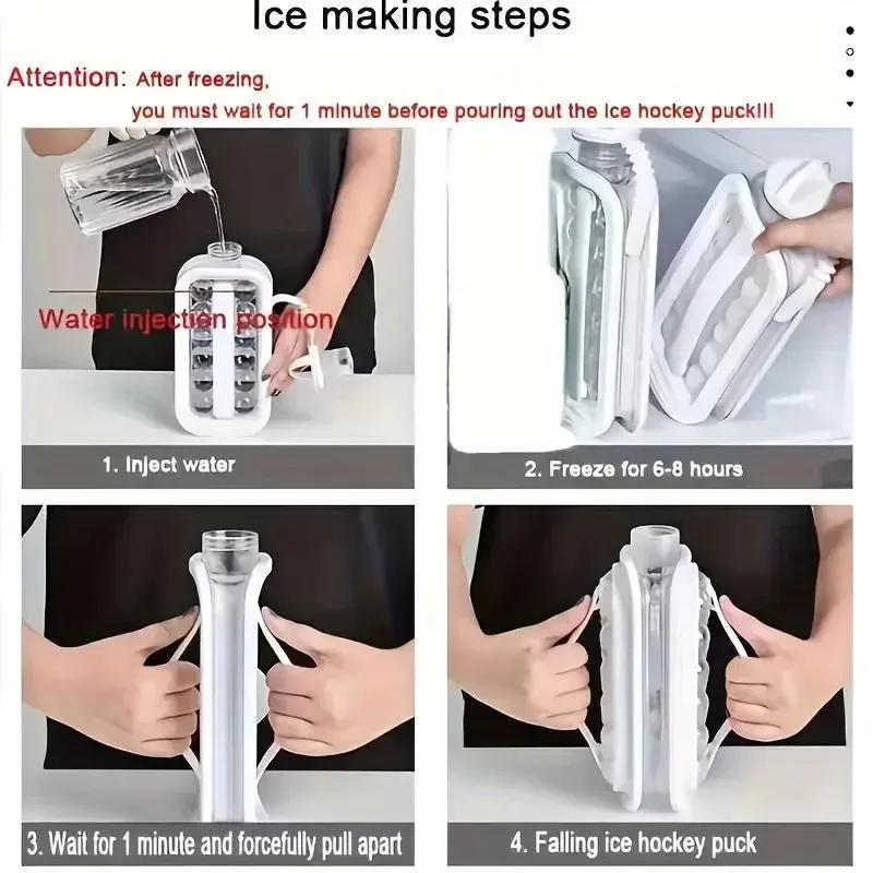 Moule à glaçons portable en silicone transparent 2 en 1, pliable, avec pichet et plateau à glace 5