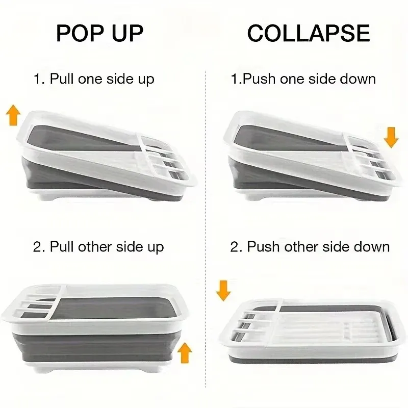 Égouttoir à vaisselle pliable avec porte-ustensiles pour camping-car et camping 4