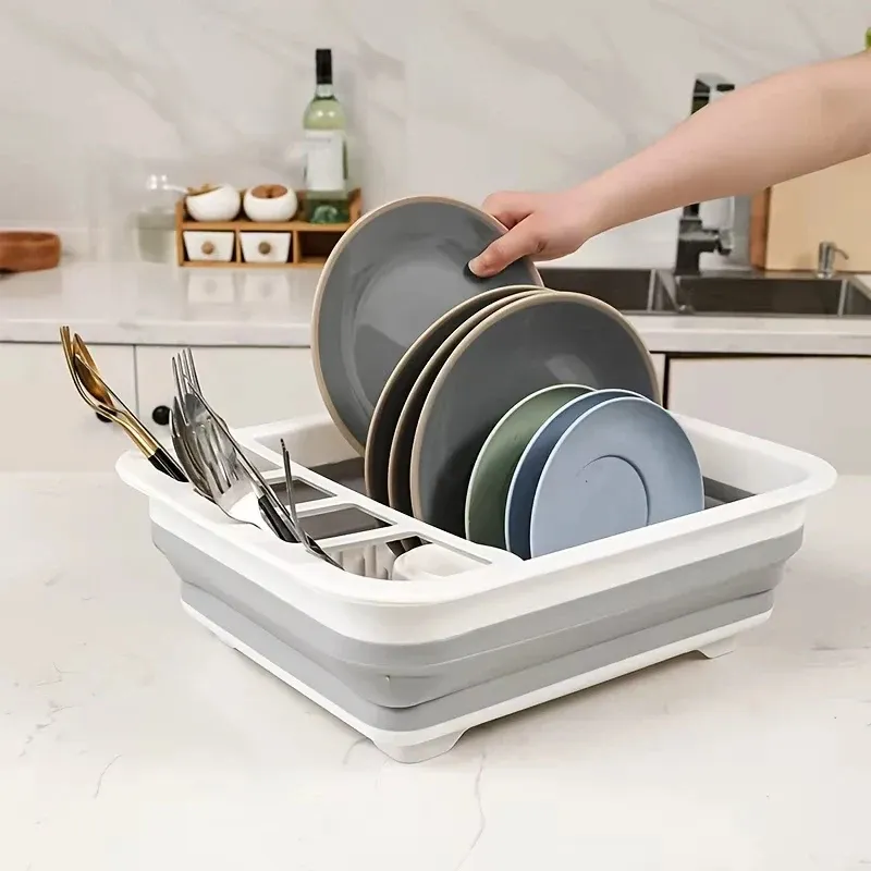 Égouttoir à vaisselle pliable avec porte-ustensiles pour camping-car et camping 6