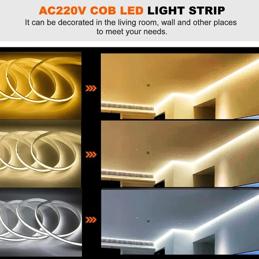 Bande lumineuse LED COB éclairant un meuble