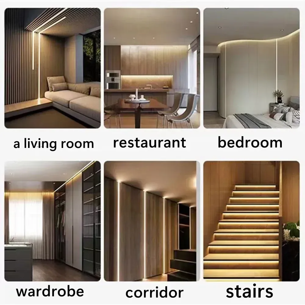 Éclairage LED linéaire discret en décoration intérieure