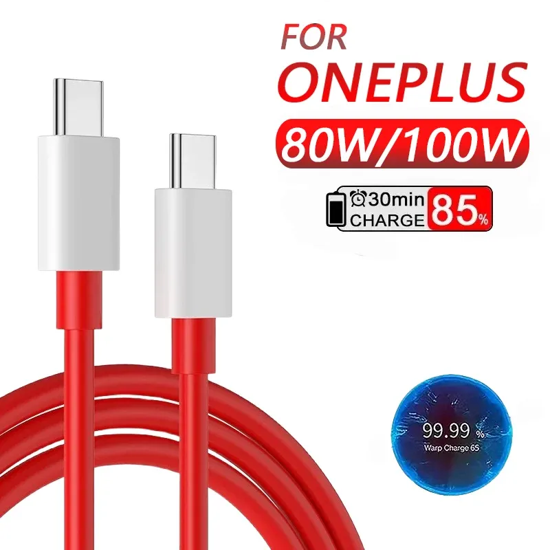 Câble USB Type-C original 80W SUPERVOOC pour OnePlus 13, 12, 11, 10T, Nord CE 4, Nord 10, Ace 3 Pro – Charge rapide 100W