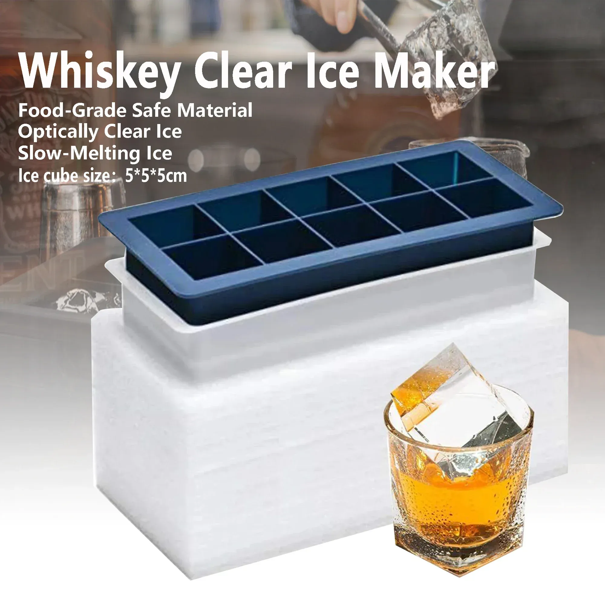 Moule à glaçons carrés en silicone pour whisky, démoulage facile - Image 1