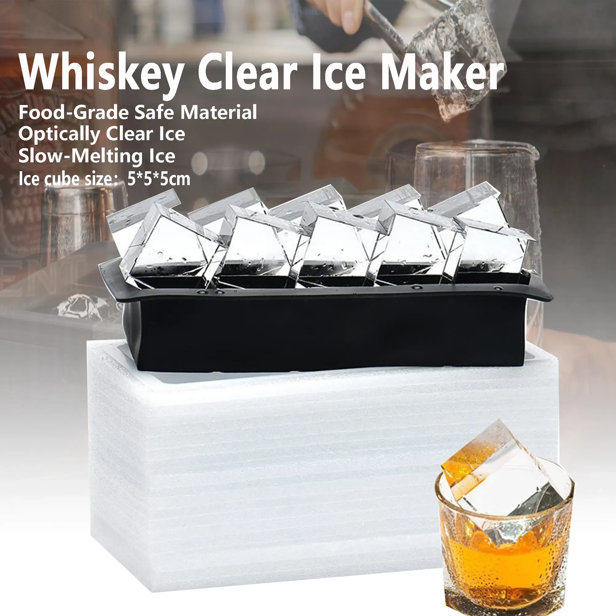 Moule à glaçons carrés en silicone pour whisky, démoulage facile 9