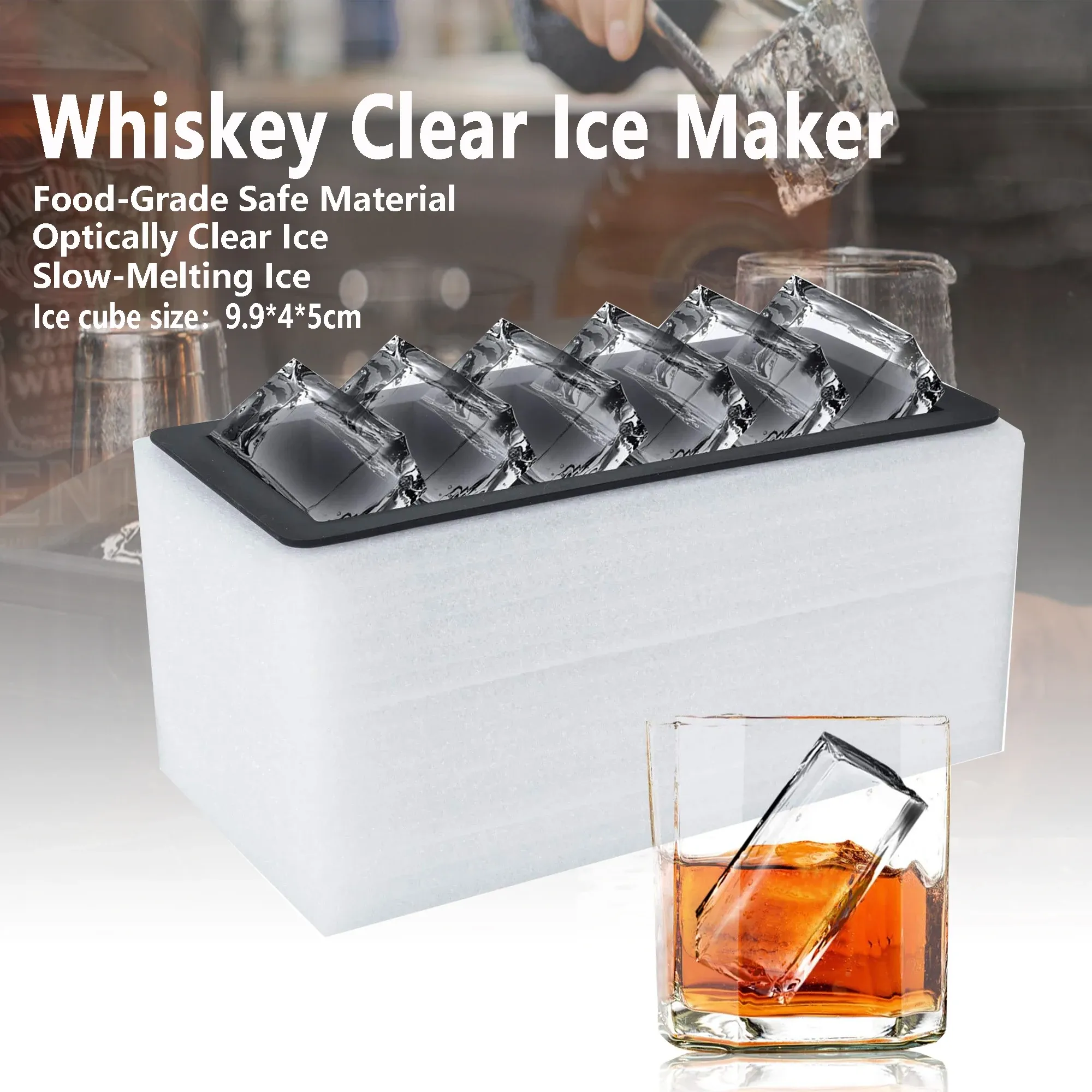 Moule à glaçons carrés en silicone pour whisky, démoulage facile 8