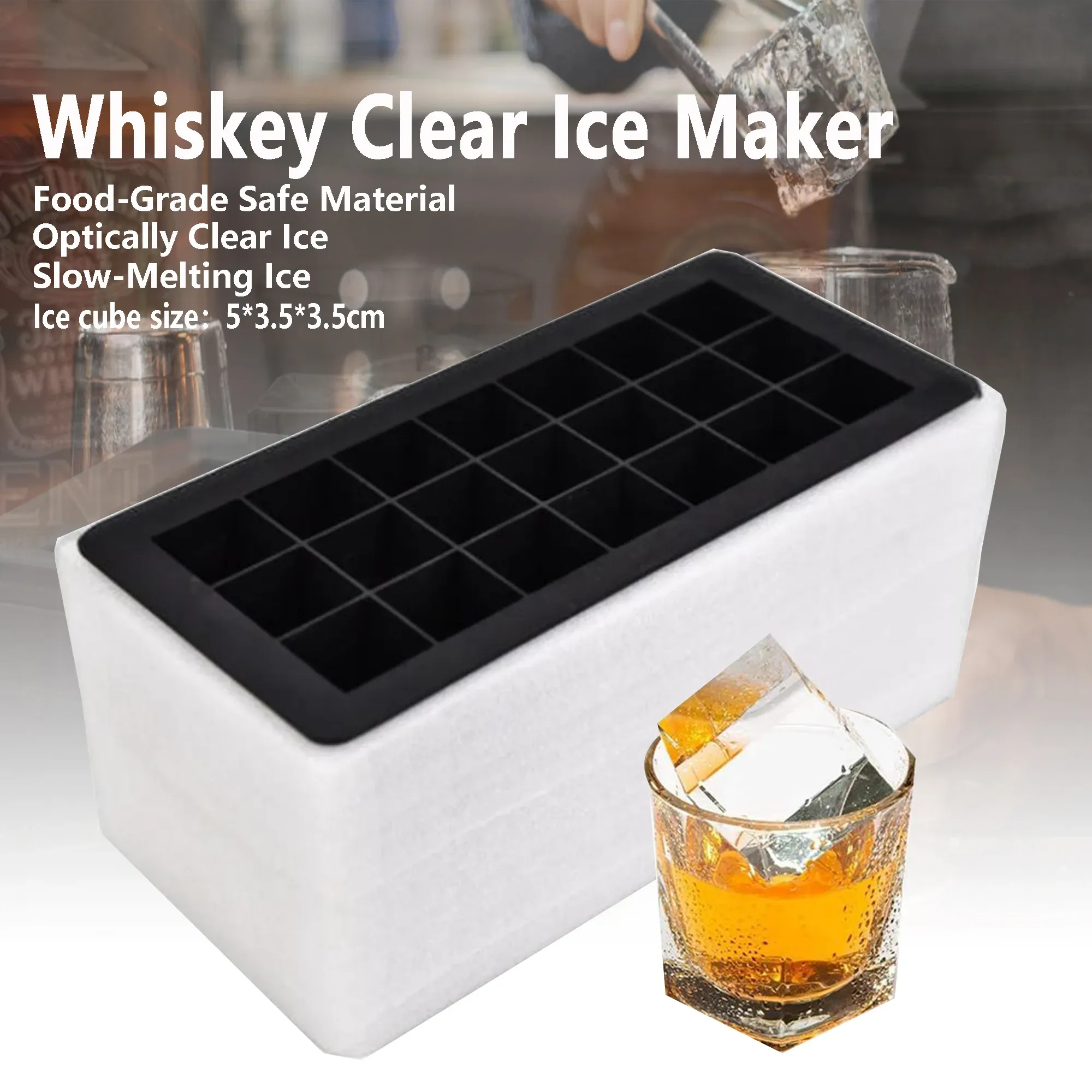 Moule à glaçons carrés en silicone pour whisky, démoulage facile 7