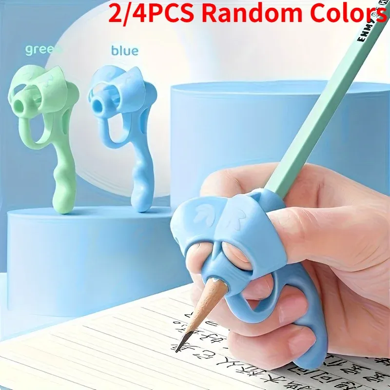 Correcteurs de prise de stylo en gel souple (lot de 2 ou 4), aide à la posture d'écriture, couleurs aléatoires - Image 1