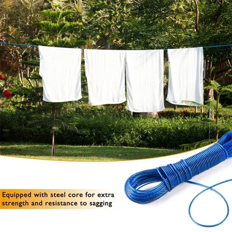 Corde à linge en PVC, 787,4 pouces (20 m), diamètre 3 mm, idéale pour le camping et les voyages 6