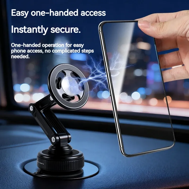 Support de téléphone magnétique universel pour voiture, ventouse sous vide pliable, rotation 360° 3