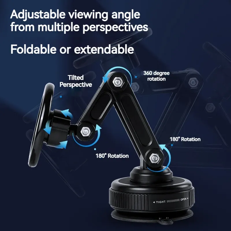 Support de téléphone magnétique universel pour voiture, ventouse sous vide pliable, rotation 360° 4