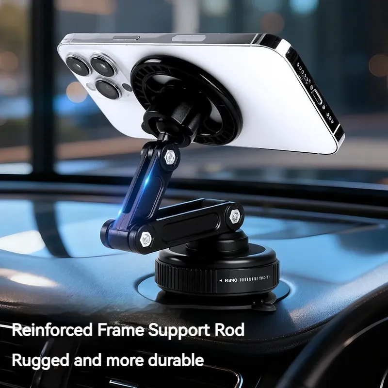 Support de téléphone magnétique universel pour voiture, ventouse sous vide pliable, rotation 360° 5