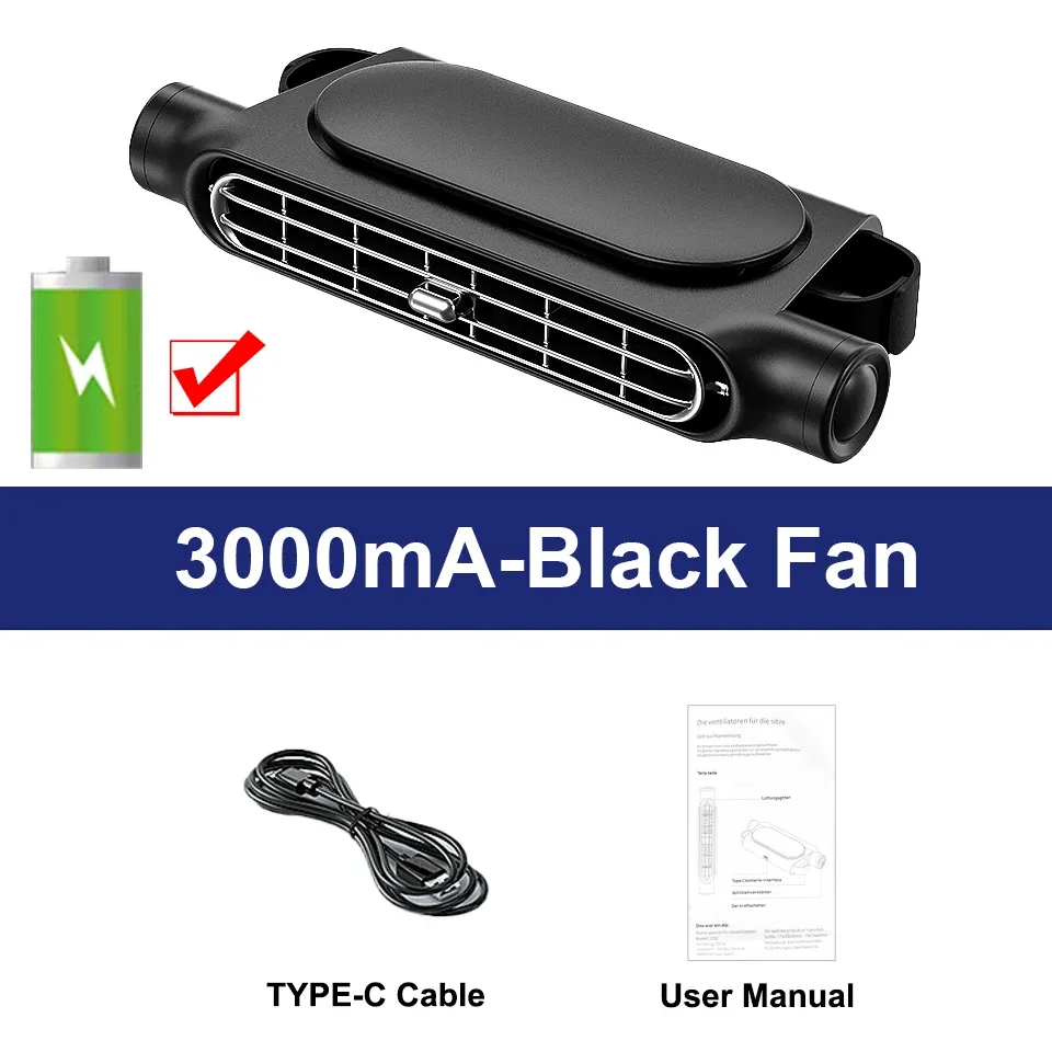 Ventilateur de refroidissement pour siège de voiture à 3 vitesses, USB 5 V, fixation sur appui-tête, pour sièges avant et arrière 10