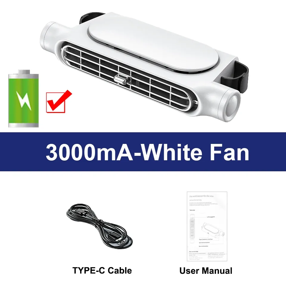 Ventilateur de refroidissement pour siège de voiture à 3 vitesses, USB 5 V, fixation sur appui-tête, pour sièges avant et arrière 7