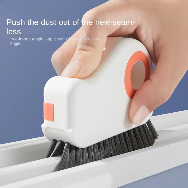 Brosse de nettoyage 2 en 1 pour rainures, rails de fenêtres et portes coulissantes, à poils durs pour joints et interstices - Image 1