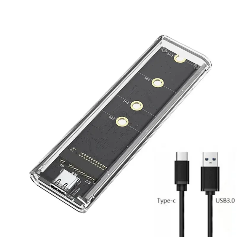 Boîtier SSD M.2 NVMe PCIe NGFF SATA double protocole transparent, USB Type-C, boîtier externe pour disque dur 4
