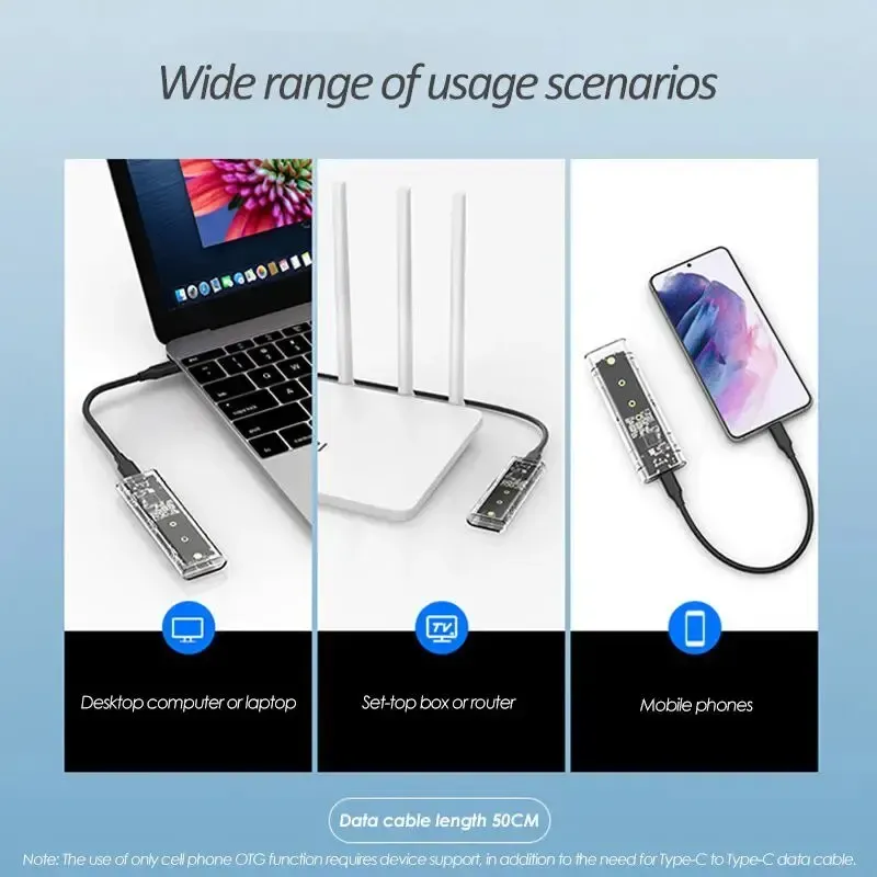 Boîtier SSD M.2 NVMe PCIe NGFF SATA double protocole transparent, USB Type-C, boîtier externe pour disque dur 5