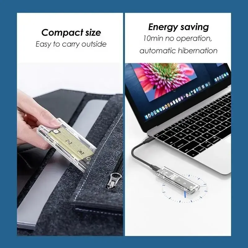 Boîtier SSD M.2 NVMe PCIe NGFF SATA double protocole transparent, USB Type-C, boîtier externe pour disque dur 6