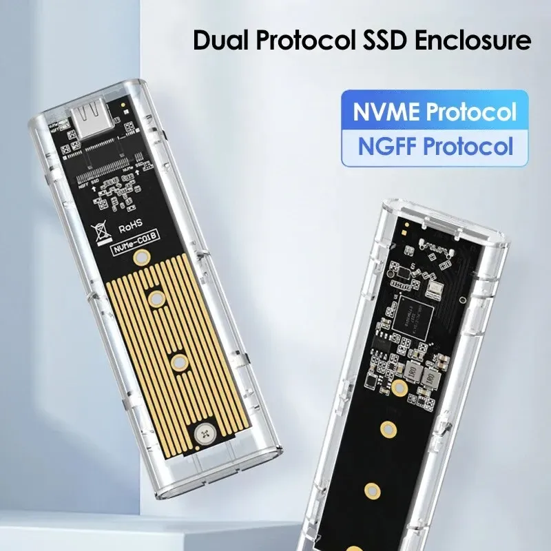 Boîtier SSD M.2 transparent, vue détaillée