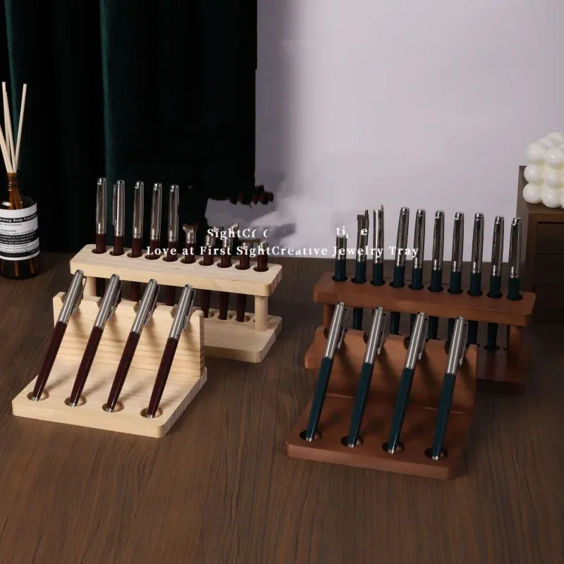 Organisateur de bureau en bois couleur noyer, vue d'ensemble