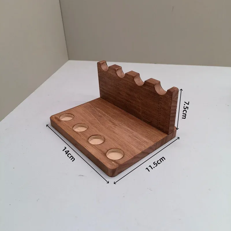 Organisateur de bureau multifonction en bois couleur noyer, porte-stylos et support pour téléphone 8
