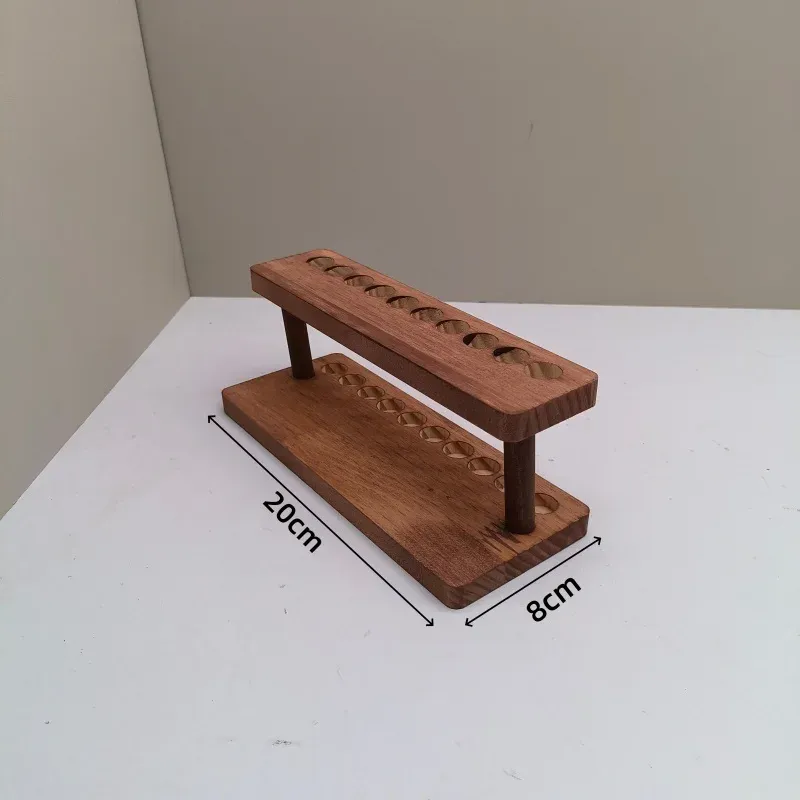 Organisateur de bureau multifonction en bois couleur noyer, porte-stylos et support pour téléphone 9