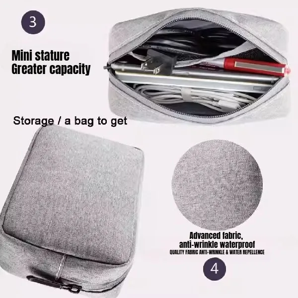 Pochette de rangement pour câbles et écouteurs