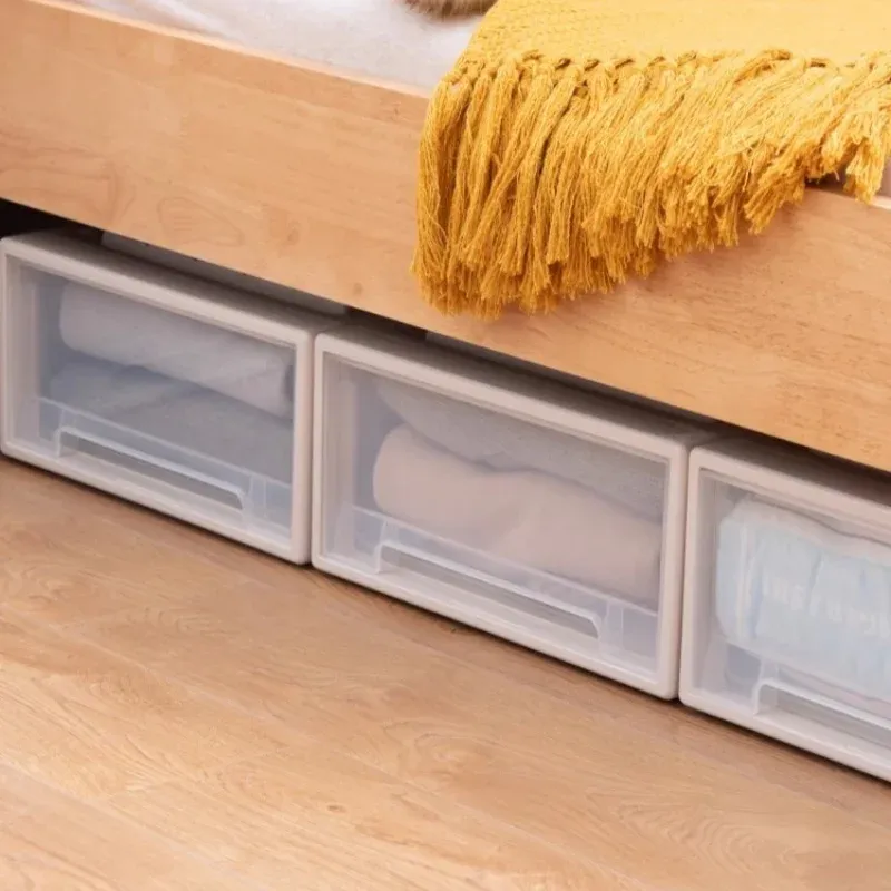MELSlid - Grande Boîte de Rangement Empilable en Plastique Transparent, Conteneur pour Vêtements, Sous-Vêtements et Couette, pour Armoire et Placard 3