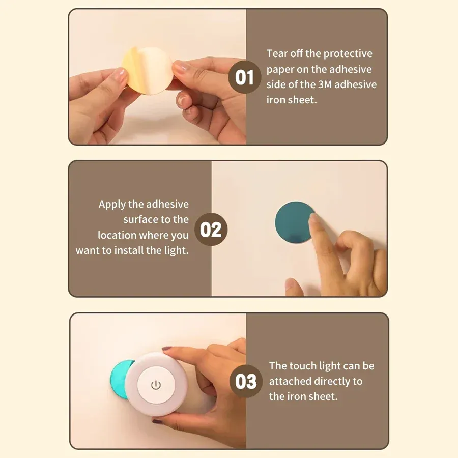 Applique LED rechargeable sans fil avec interrupteur tactile, veilleuse pour armoire, lumière de lecture réglable pour chambre, placard et cuisine 4