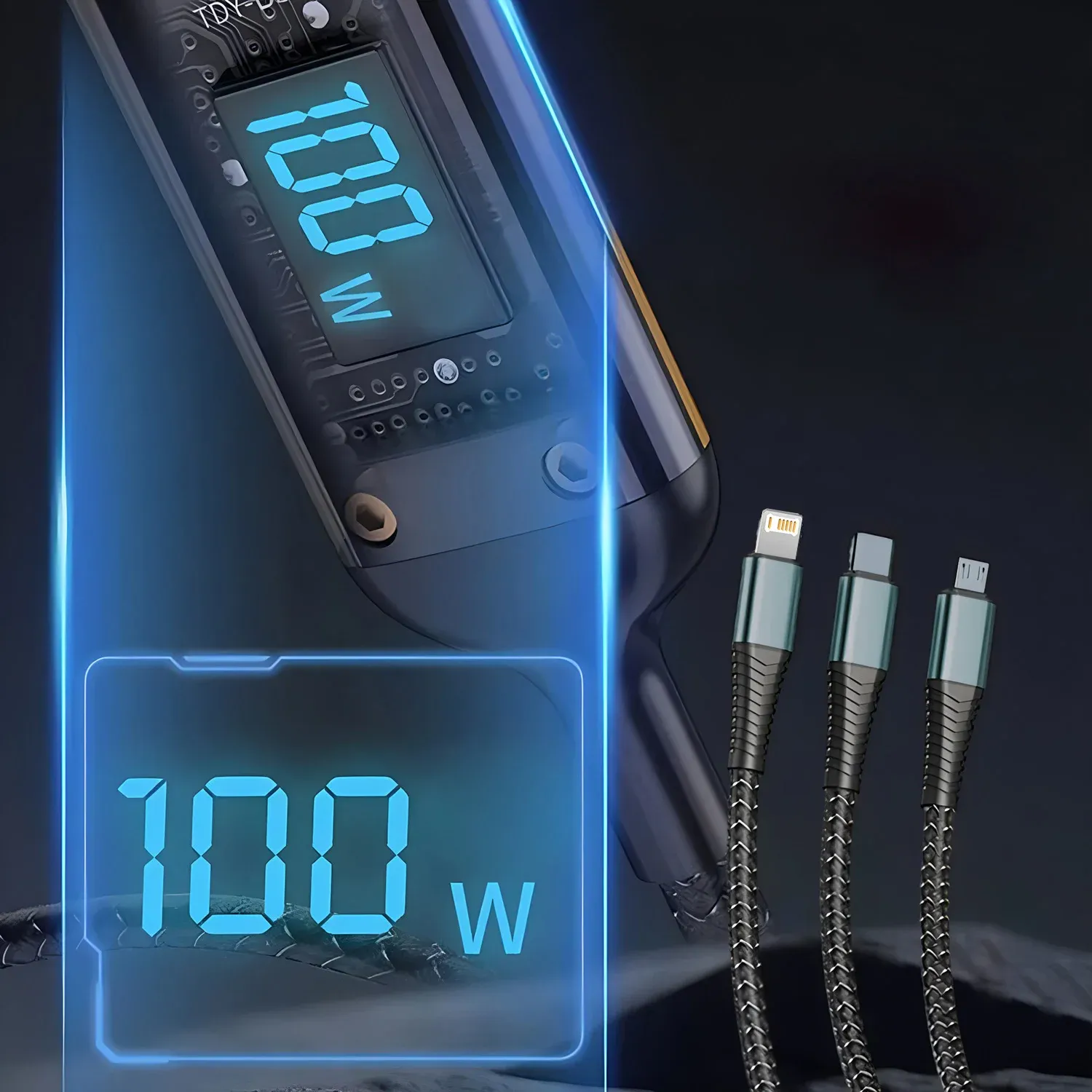 Câble de charge multi-chargeur en utilisation